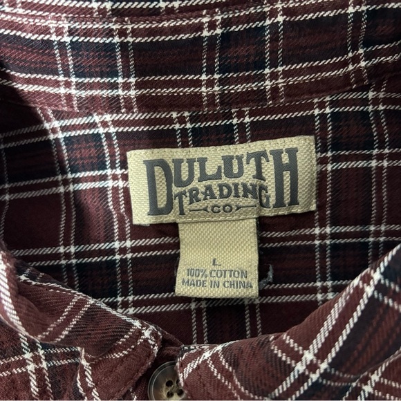 Duluth Trading Co Large Men Flannel Button Front Long Sleeve Shirt Plaid Cotton - Picture 5 of 8